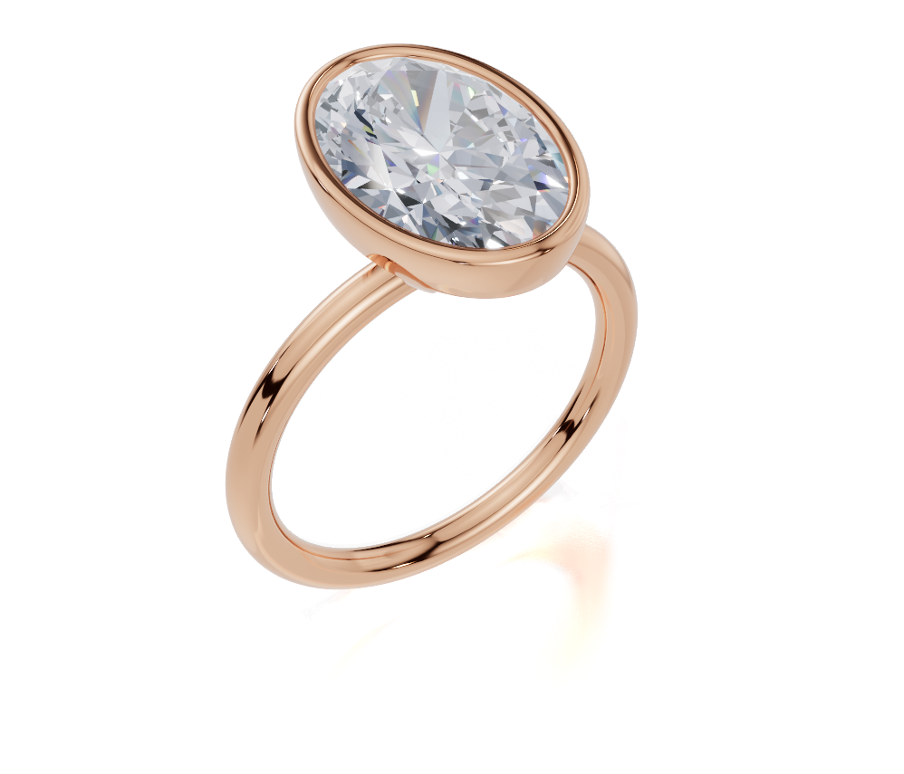 18ct Oval 4.00Carat F/G VS/SI Twisted Plain Bezel Diamond Ring