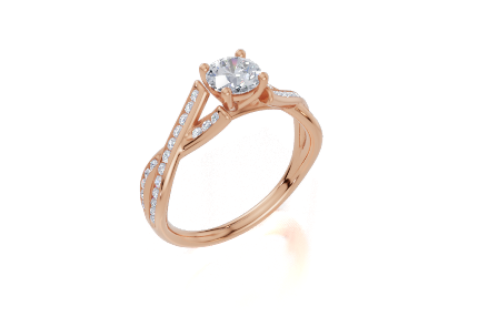 18ct Round 0.30Carat D/E/F-CC VVS Twisted Channel 4Pr Diamond Ring