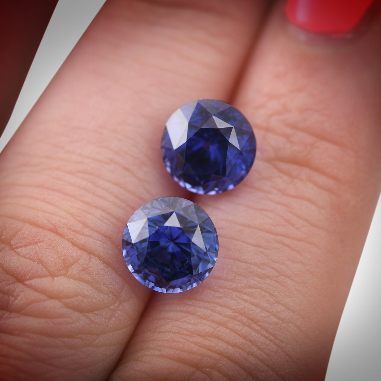 8.24 Carat Blue SRI LANKAN Round Sapphires CD Pair