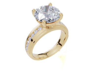 18ct Round 4.00Carat D/E/F-LG VS/VVS Wide Plain Channel 4Pr Diamond Ring