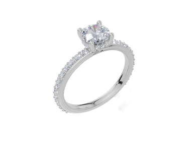 18ct Round 0.75Carat E/F-CO VS Plain Plate Prong Hidden Halo Diamond Ring