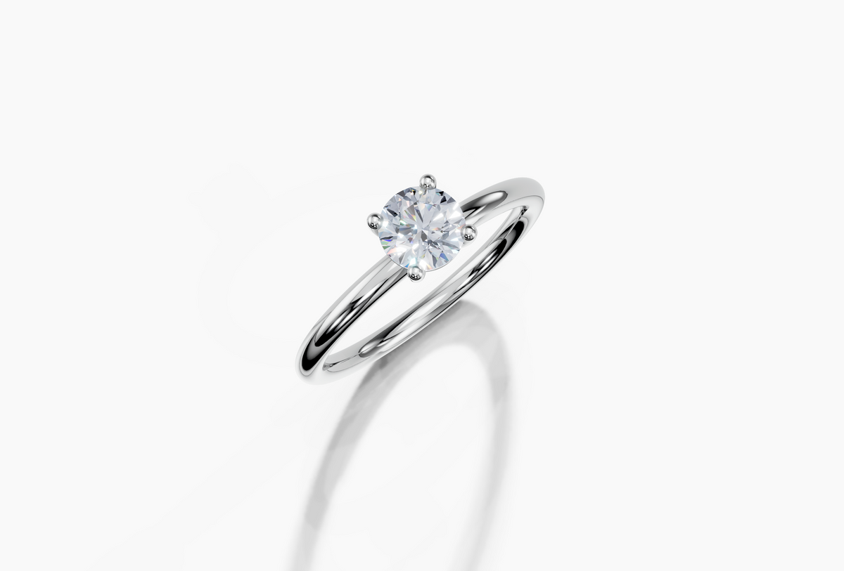 18K Round 0.3 Carat G/H SI Plain Plain 4Pr Diamond Ring
