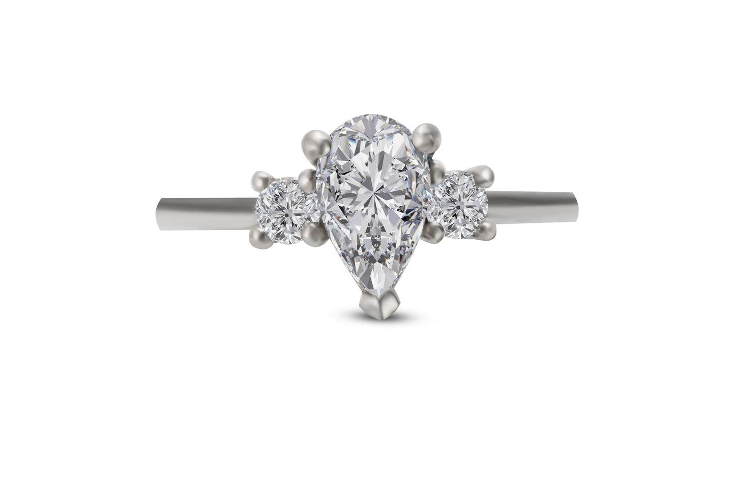 Eleganter Verlobungsring Mirabell mit 0.30 Karat Pearshape-Diamant und zwei 0.10 Karat Brillanten in G/VS-Qualität – erhältlich in München und Augsburg