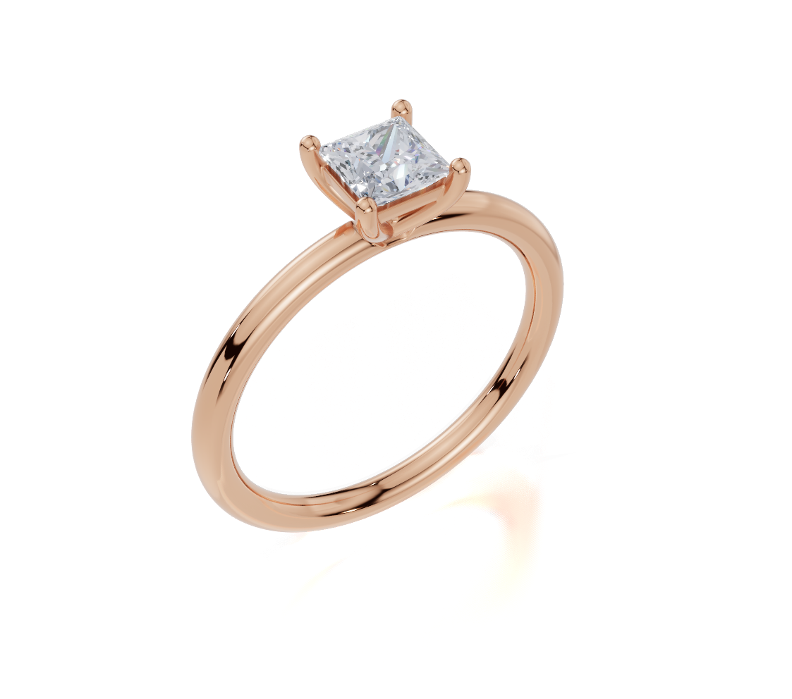 18ct Princess 0.40Carat D/E/F-LG VS/VVS Twisted U Micro Hidden Halo Diamond Ring