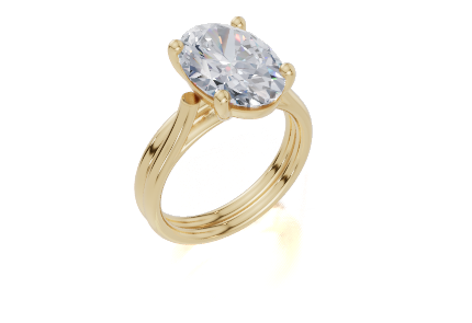 18ct Oval 4.00Carat G/H-RA SI Cathedral Plain Single Halo Diamond Ring