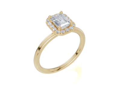 18ct Emerald 0.75Carat F/G VS/SI Plain Plain Single Halo Diamond Ring