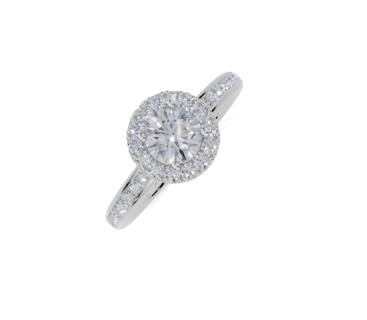 platinum Princess 0.50 Carat G/H-CO SI Plain Channel Single Halo Diamond Ring