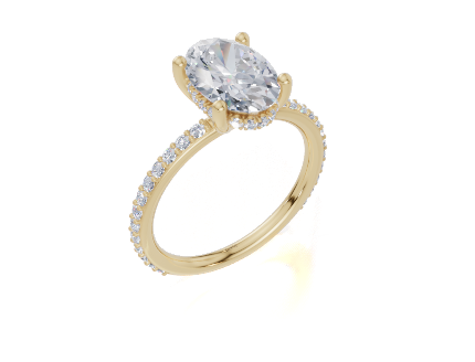 18ct Oval 2.00Carat F/G VS/SI Plain Plate Prong Hidden Halo Diamond Ring