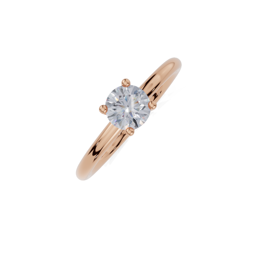 18ct Round 0.30Carat G/H-CC SI Plain Plain 4Pr Diamond Ring