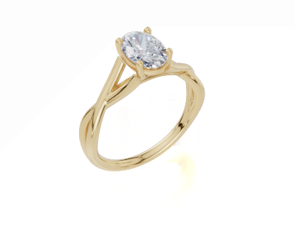 18ct Oval 1.00Carat D/E/F-LG VS/VVS Twisted Plain 4Pr Diamond Ring