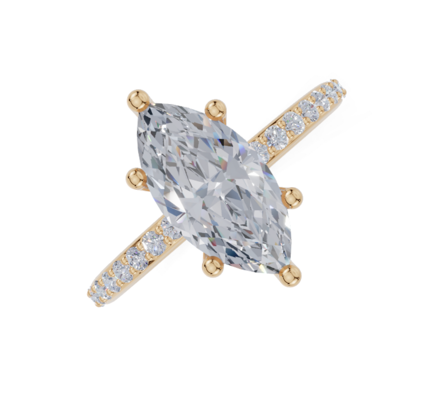 Eleganter Marquise-Verlobungsring mit 6 Karat Diamant, umrahmt von einer diamantbesetzten Ringschiene – erhältlich in Natur- oder Lab Grown Diamanten