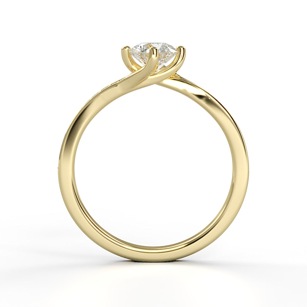 Verlobungsring Mila mit 0.50ct G/SI-Diamant und 0.18ct seitlichen Diamanten in geschwungener Ringschiene – stilvolles Design, erhältlich in München und Augsburg