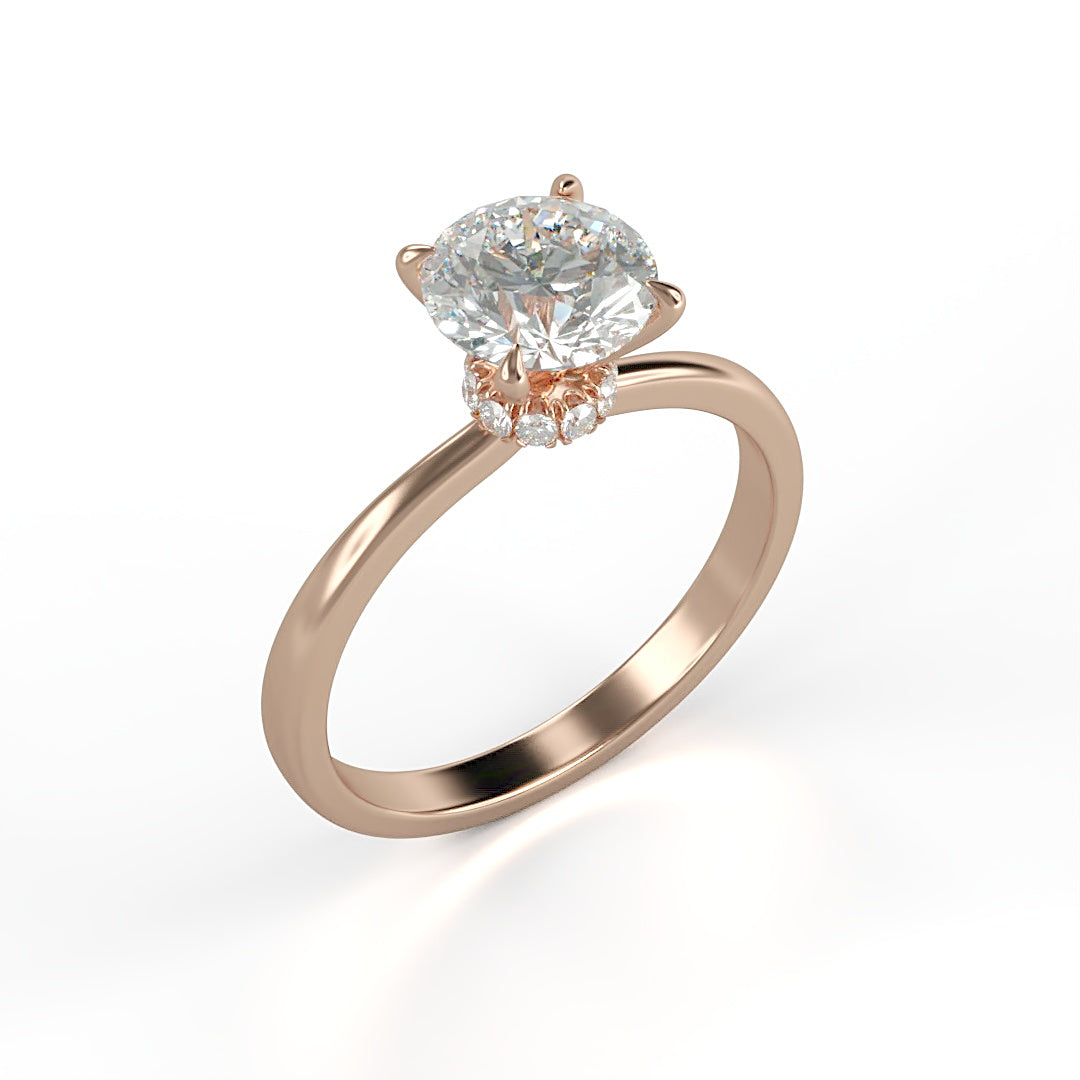 Verlobungsring Scarlett mit 1.0ct G/VS-Diamant, Secret Halo mit 0.05ct – elegantes Design, perfekt kombinierbar, erhältlich in München und Augsburg