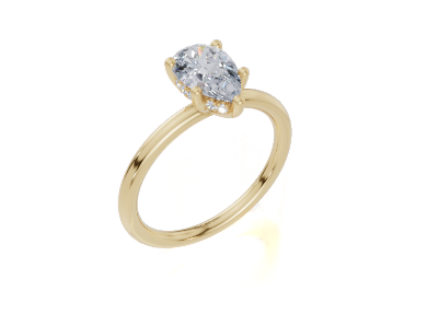 18ct Pear 1.00Carat G/H-CC SI Plain Plain Hidden Halo Diamond Ring
