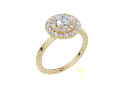 18ct Round 0.50Carat D/E/F-RA VS/VVS Plain Plain Double Halo Diamond Ring