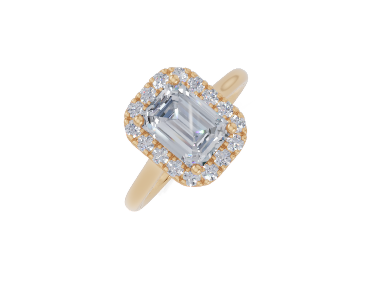 18ct Emerald 1.50Carat D/E/F-LG VS/VVS Cathedral Plain Single Halo Diamond Ring