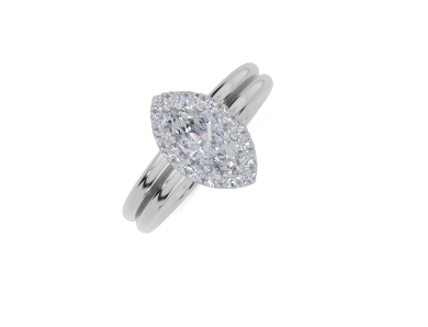 platinum Marquise 0.50 Carat D/E/F-LG VS/VVS Plain Plain Single Halo Diamond Ring