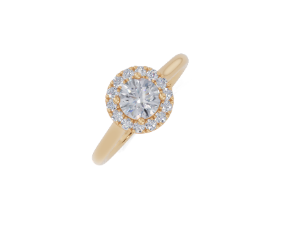 18ct Round 0.50Carat D/E/F-CC VVS Cathedral Plain Single Halo Diamond Ring