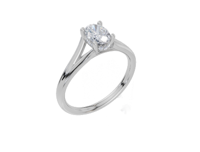 18ct Oval 0.50Carat F/G VS/SI Split Plain Hidden Halo Diamond Ring