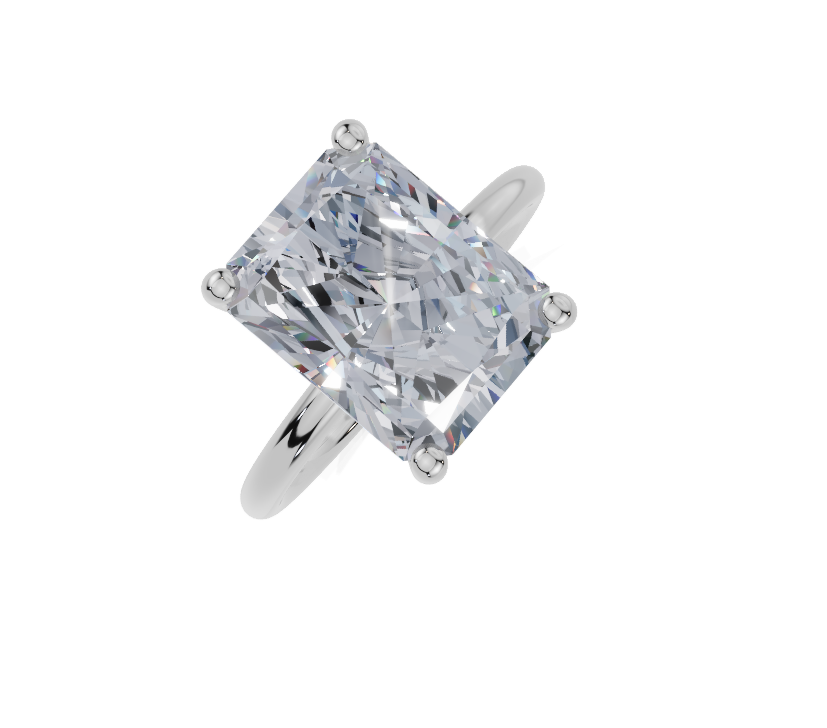 platinum Radiant 4.00 Carat G/H-CC SI Plain Plain Hidden Halo Diamond Ring