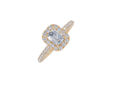 18ct Emerald 0.30Carat F/G VS/SI Plain U Micro Single Halo Diamond Ring