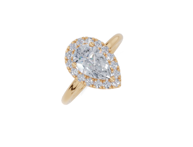18ct Pear 0.75Carat D/E/F-LG VS/VVS Plain Plain Single Halo Diamond Ring