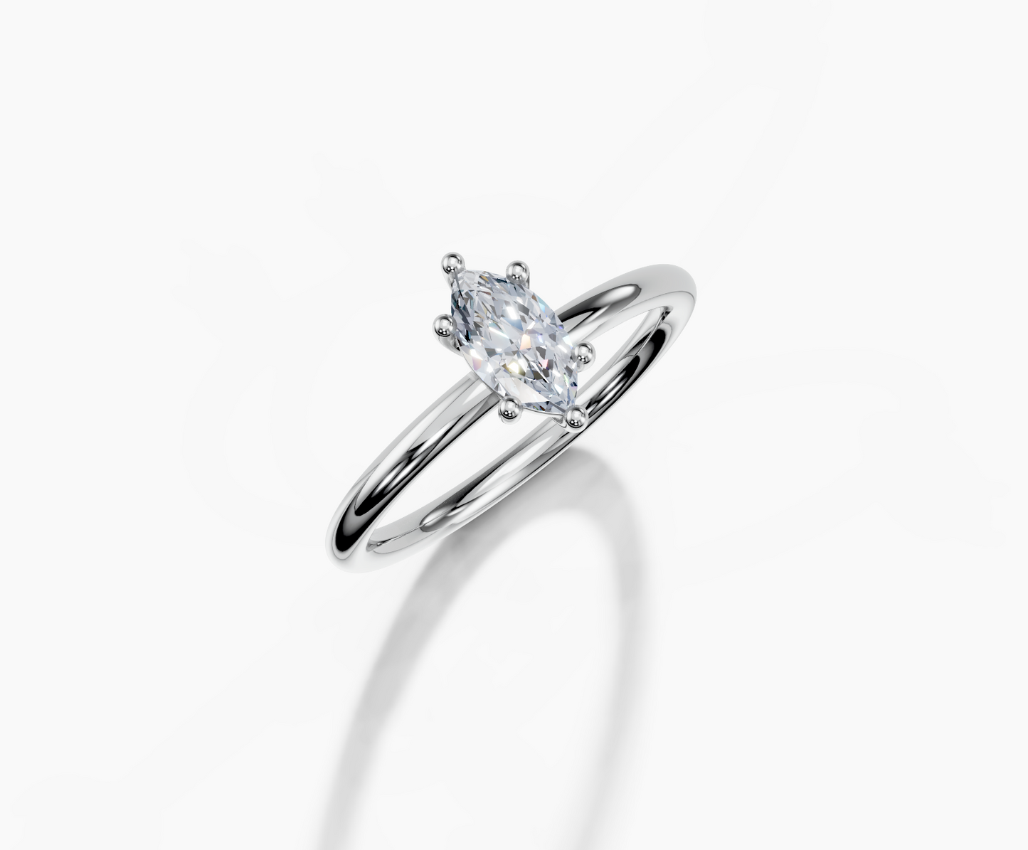 Platinum Marquise 0.5 Carat D/E/F VS/VVS Plain Plain 6Pr Diamond Ring