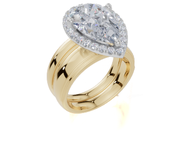 18ct Pear 4.00Carat D/E/F-CC VVS Wide Plain Plain Single Halo Diamond Ring