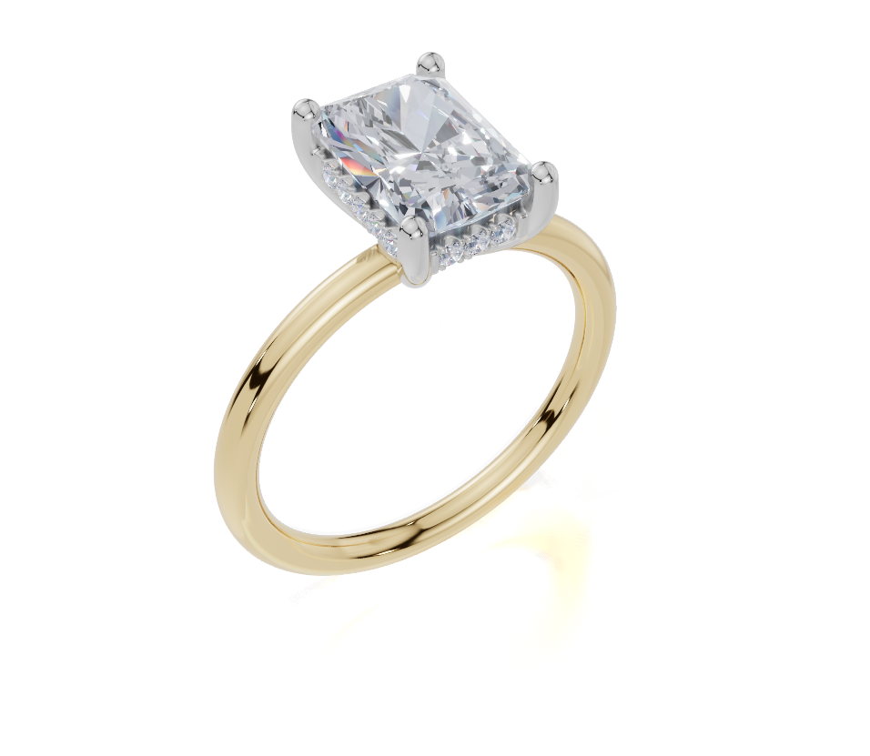 18ct Radiant 2.00Carat F/G VS/SI Plain Plain Hidden Halo Diamond Ring