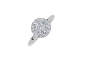 18ct Round 0.75Carat D/E/F-CC VVS Plain Plain Single Halo Diamond Ring