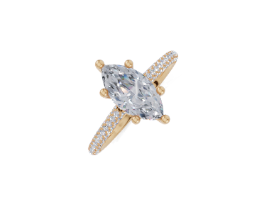 18ct Marquise 1.00Carat G/H-CC SI Cathedral U Micro Hidden Halo Diamond Ring