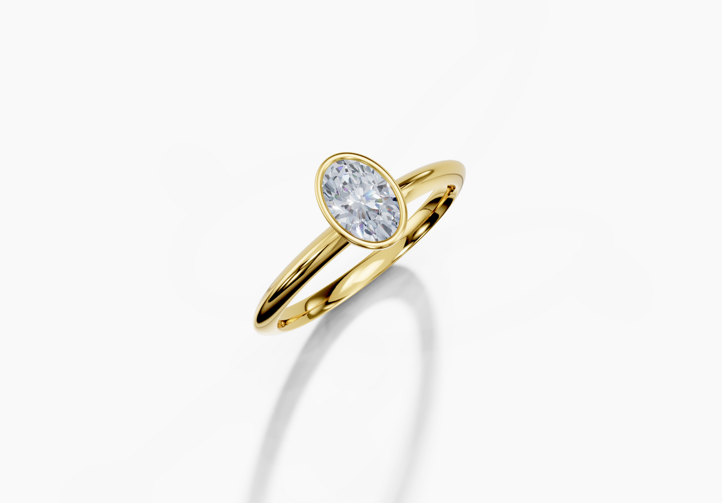 18K Oval 0.4 Carat E/F VS Knife Edge Plain Bezel Diamond Ring