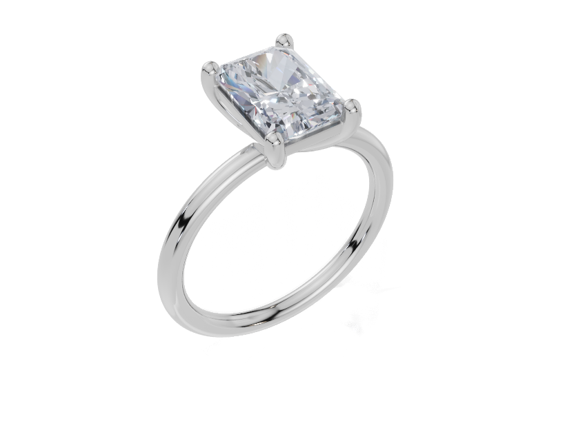 platinum Radiant 2.00 Carat D/E/F-LG VS/VVS Plain Plain 4Pr Diamond Ring