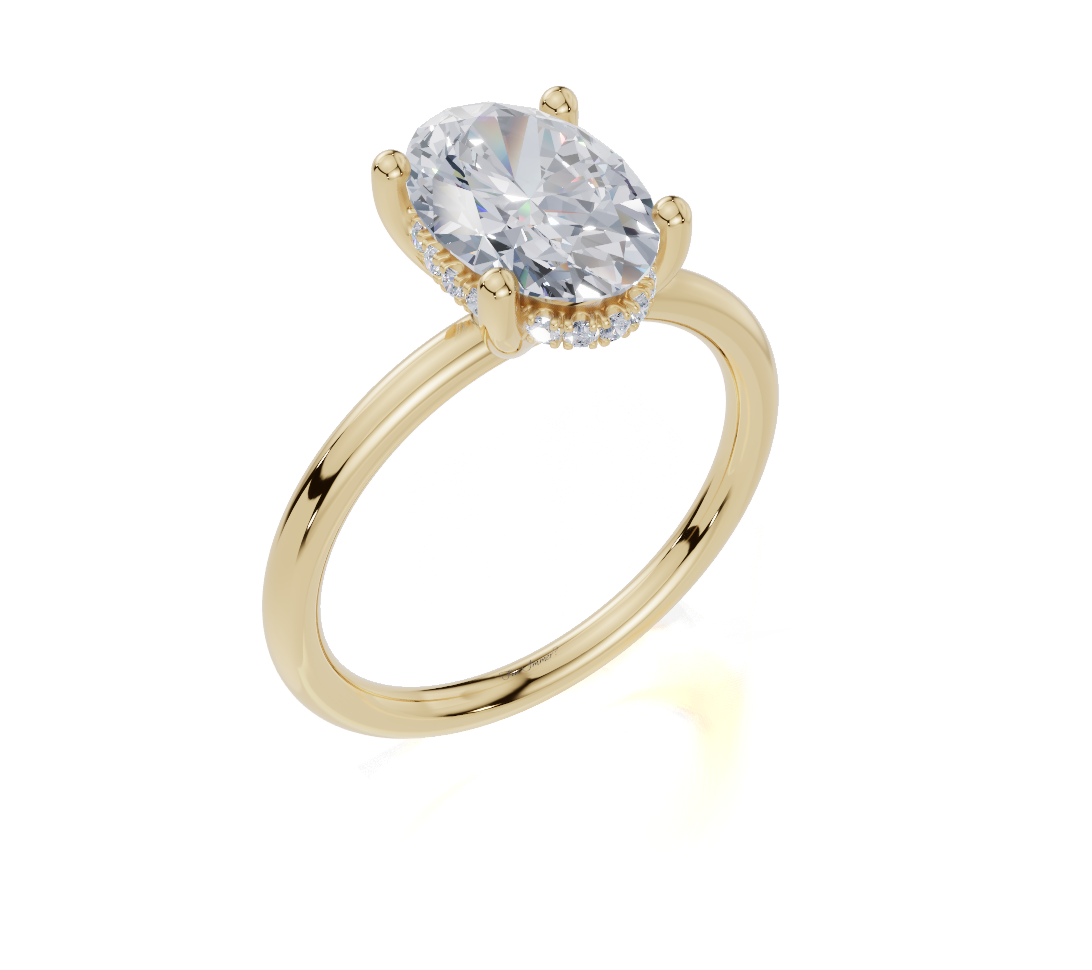 18ct Oval 2.00Carat D/E/F-LG VS/VVS Plain Plain Hidden Halo Diamond Ring