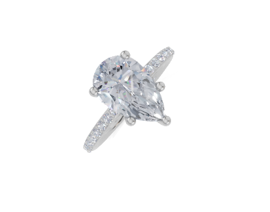 platinum Pear 2.00 Carat G/H-CC SI Plain Plate Prong 4Pr Diamond Ring