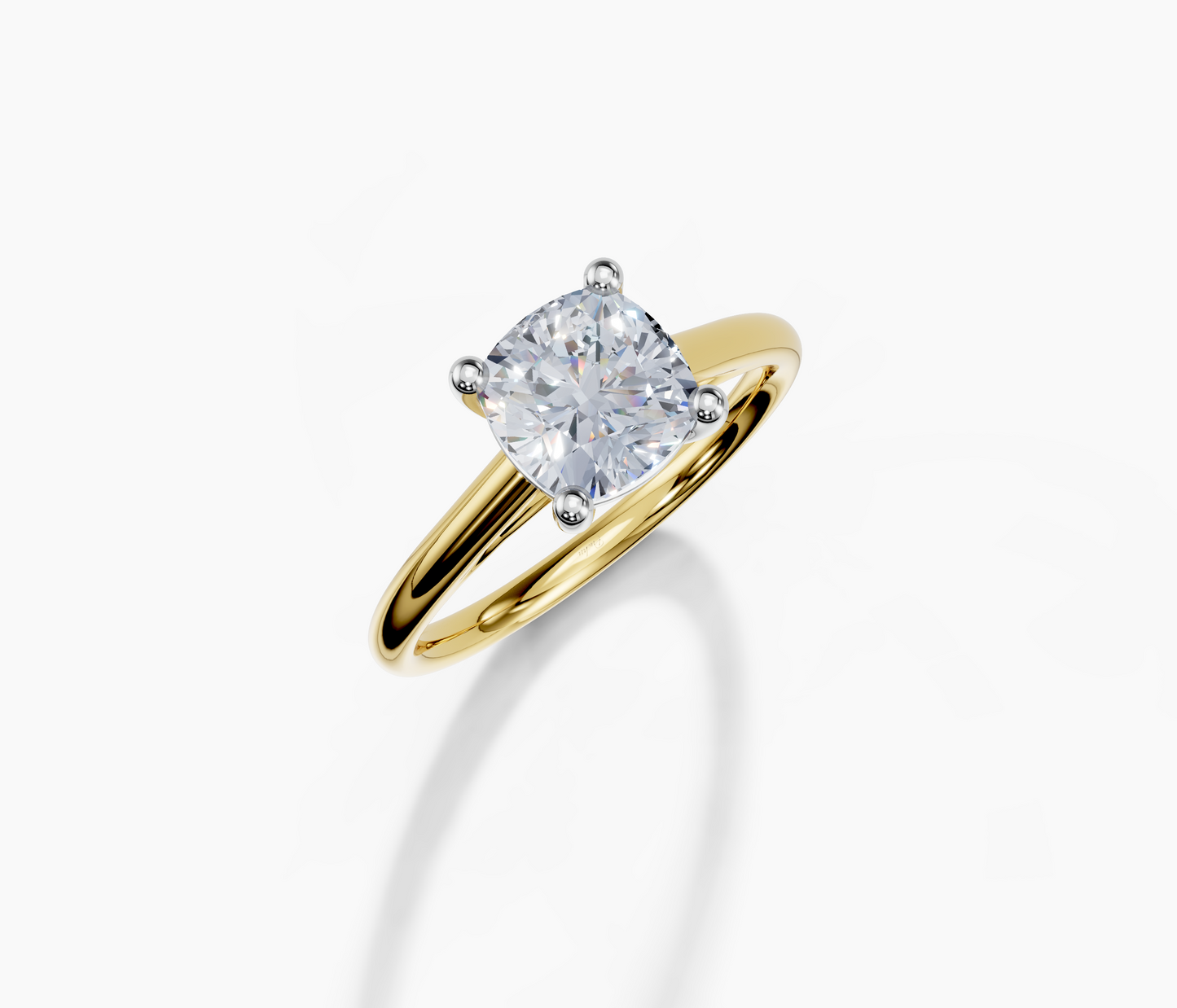18K Cushion 1.5 Carat D/E/F VS/VVS Cathedral Plain 4Pr Diamond Ring