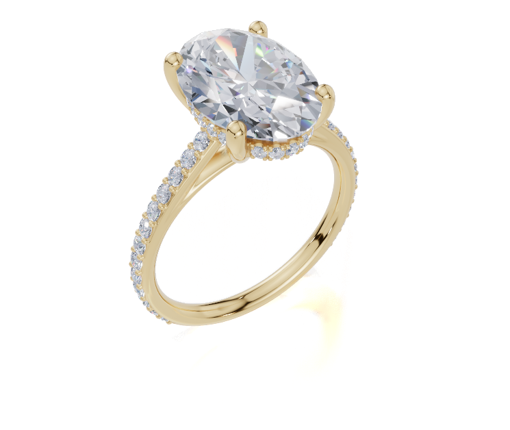 18ct Oval 4.00Carat D/E/F-LG VS/VVS Knife Edge Plain Hidden Halo Diamond Ring