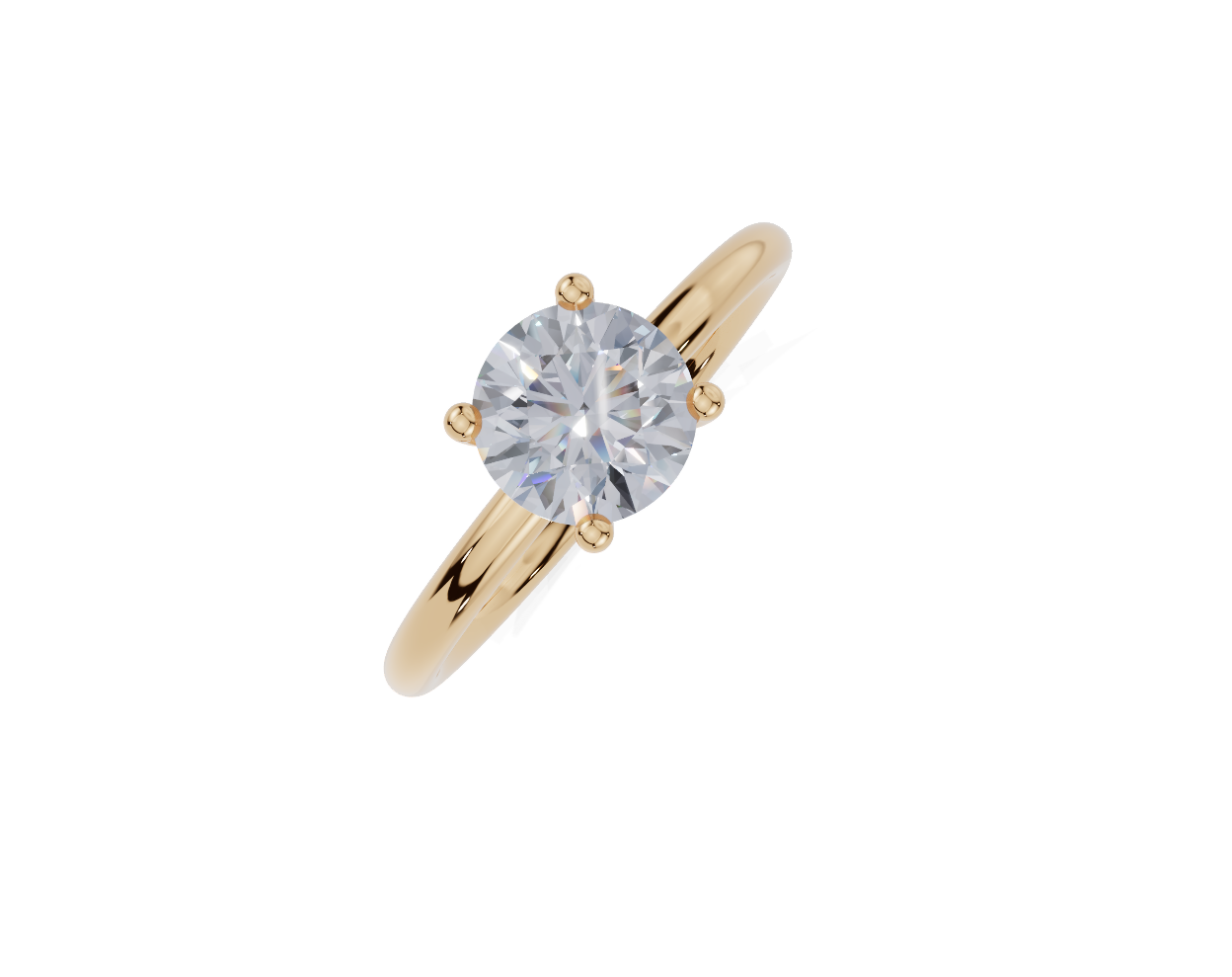 18ct Round 1.00Carat G/H-CC SI Plain Plain 4Pr Diamond Ring