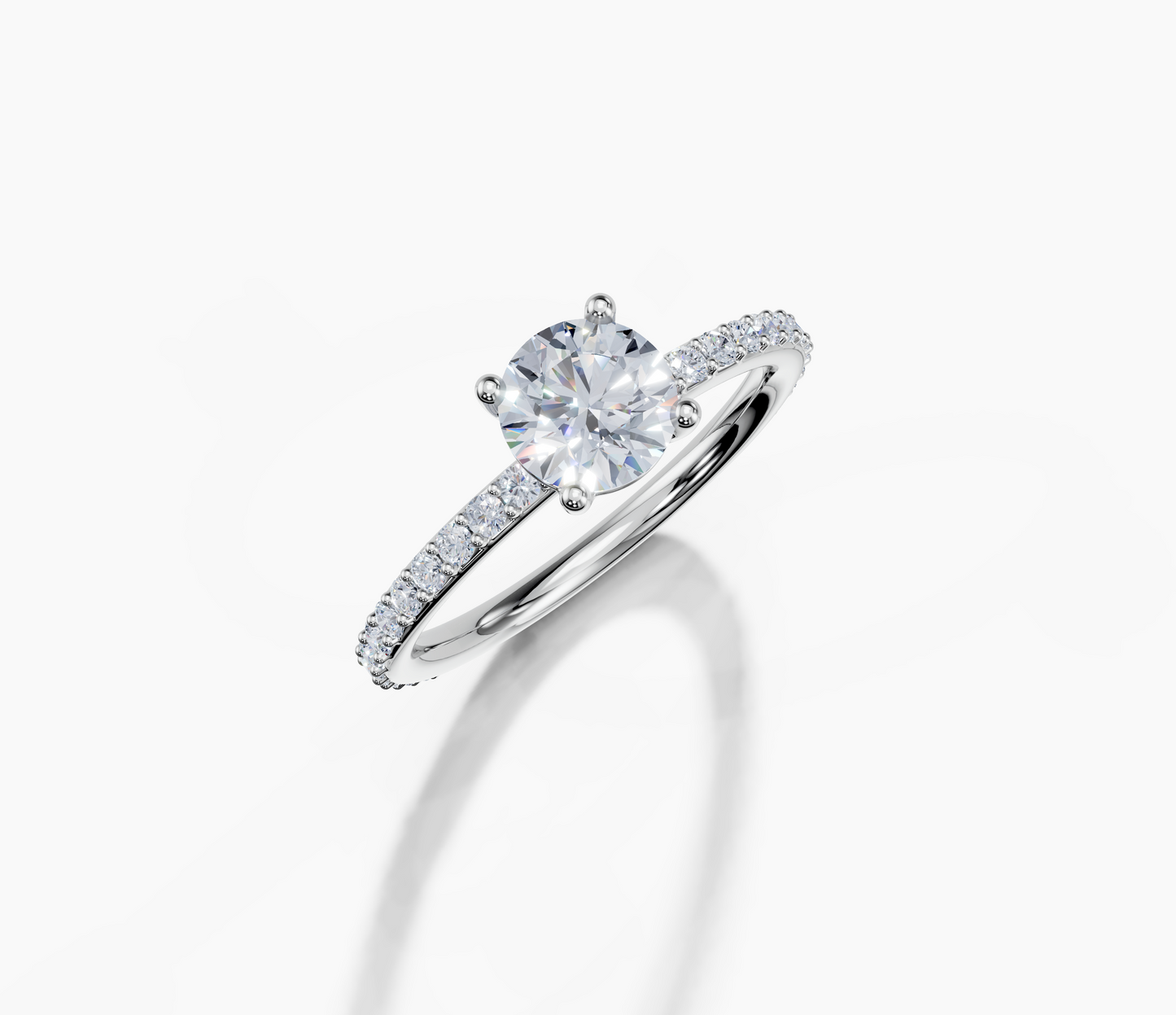 18K Round 0.7 Carat G/H SI Plain Plate Prong 4Pr Diamond Ring