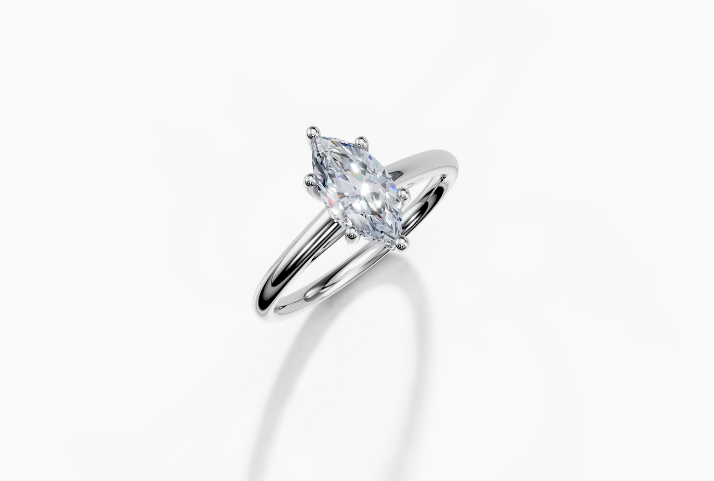 Platinum Marquise 0.7 Carat D/E/F VVS Cathedral Plain Hidden Halo Diamond Ring