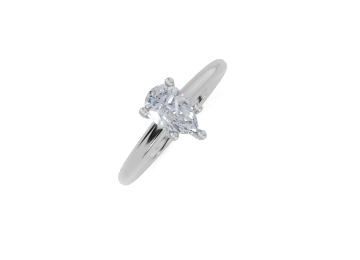platinum Pear 0.40 Carat G/H-RA SI Cathedral Plain 4Pr Diamond Ring