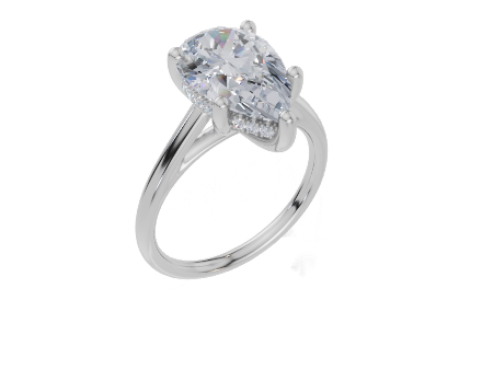 18ct Pear 3.00Carat D/E/F-LG VS/VVS Cathedral Plain Hidden Halo Diamond Ring