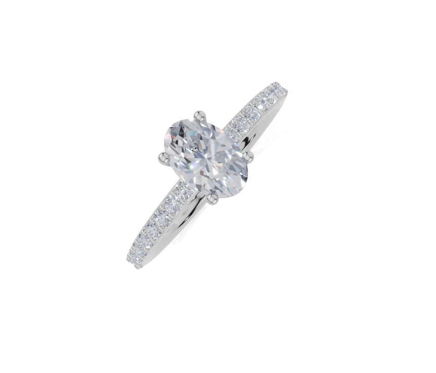 platinum Oval 0.75 Carat D/E/F-CC VVS Plain Plate Prong 4Pr Diamond Ring