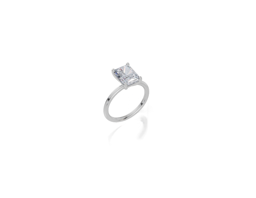 platinum Radiant 3.00 Carat D/E/F-LG VS/VVS Plain Plain 4Pr Diamond Ring