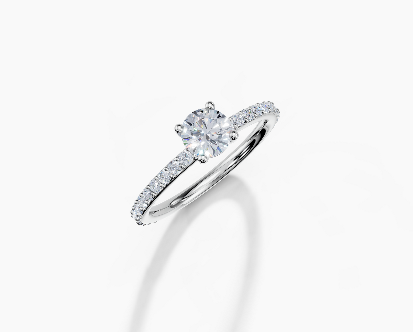 Platinum Round 0.5 Carat G/H SI Plain Plate Prong 4Pr Diamond Ring