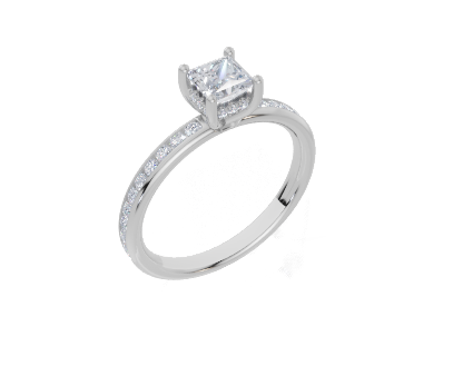 18ct Princess 0.50Carat G/H-CC SI Plain Channel Hidden Halo Diamond Ring