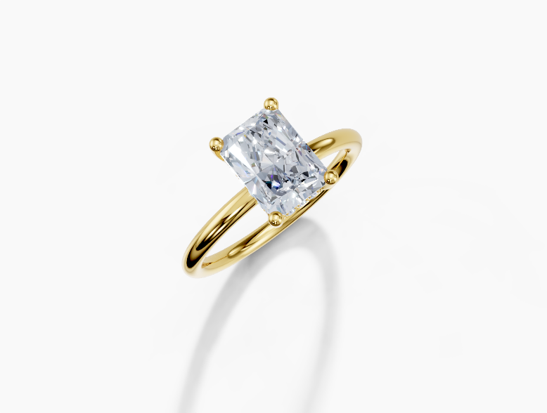 18K Radiant 1.5 Carat F/G VS/SI Plain Plain Hidden Halo Diamond Ring