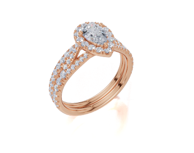 18ct Pear 0.30Carat G/H-RA SI Split U Micro Single Halo Diamond Ring