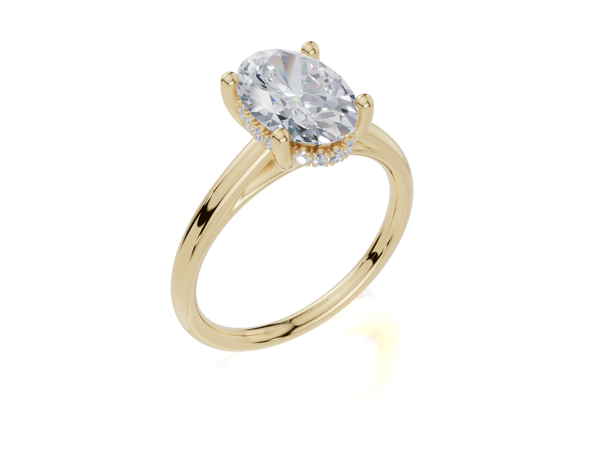 18ct Oval 2.00Carat D/E/F-LG VS/VVS Cathedral Plain Hidden Halo Diamond Ring