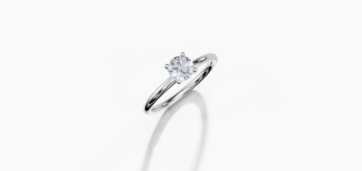 18K Round 0.3 Carat G/H SI Plain Plain 4Pr Diamond Ring